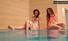Bubarek and his girlfriend have fun in the swimming pool