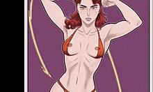 Europäische Comicbuch-Babes mit großen Brüsten in X-bewertetem Video