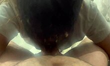 Despite the glare, this ebony amateur delivers top-quality puking and nose blowing