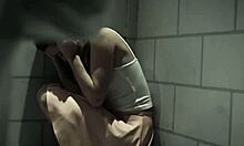 Küçük göğüslü minyon kadın hapishane ortamında yüzüne boşalma alıyor